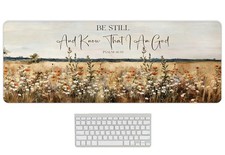 Christian Desk Mat Bible Flroal Mouse Pad for Desktop 31.5x11.8 picture