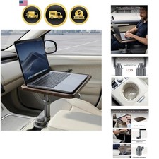 Solid Wood Car Desk for Laptop, Height-Adjustable, 360° Rotating picture