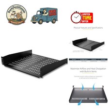 2U Vented Server Rack Shelf - Heavy-Duty 16 Inch Cantilever Tray - 50lb Capacity picture