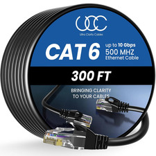 Cat6 Ethernet Cable 300 FT 10Gbps Long Cable, Black | Outdoor Indoor High picture