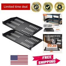 Efficient Organization: 2PCS 1U Vented Rack Shelf for Server Equipment - 50 lbs picture