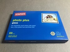 NEW Staples Photo Plus 4 X 6 Glossy Printer Paper 60 Sheets 64 Lbs. Item #648177 picture