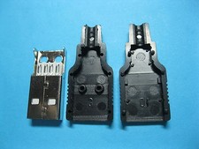 50 pcs 3-Piece USB 4 Pin Plug Male Socket Connector With Black Plastic Cover New picture