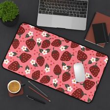 Strawberries Desk Mat: Pink Kawaii Gaming Extended XXL Mouse Pad Cute Gift Girl picture