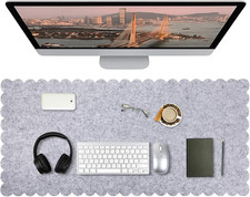 Felt Desk Mat with Scalloped Edges 35x16.5 Inch Large Non Slip Computer Mouse picture