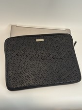 KATE SPADE ($129) Black Floral Cutout Laptop Sleeve AUTHENTIC picture