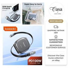 Toocki 100W Retractable USB C Cable for iPhone 16 15 Pro Max Samsung Fast picture