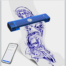 AIMO T08F Portable Thermal Bluetooth A4 Mobile Printer Blue w/ Case & Rolls picture