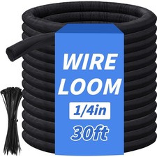 30ft 1/4in Split Braided Cable Sleeve - Self-Wrapping Wire Management Solution picture