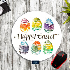HAPPY EASTER EGGS DESIGN ROUND CUSTOM MOUSE PAD DESK MAT HOME SCHOOL WORK GIFT picture