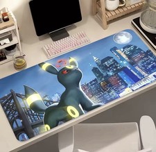 Umbreon Pokemon Playmat Gaming Desktop Mousepad TCG Stitched Edge Fabric 24” picture