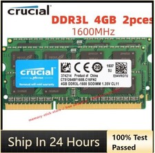 CRUCIAL DDR3 (4GB x2) 8GB 1600 MHz PC3-12800 PC3L DDR3L Laptop SODIMM Memory RAM picture
