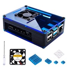 Miuzei Case for Raspberry Pi 4 with Fan Cooling, 4 Pcs Aluminum Heat Sinks, Case picture