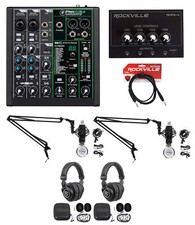 2-Person Podcast Podcasting Recording Kit w/Mackie ProFX6v3 v3 Mixer+Boom Arms picture