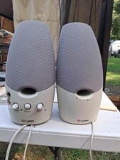 Pair of Labtec White Wired computer speakers Labtec LCS-1060. picture