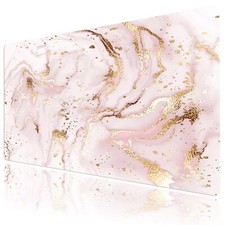 Pastel Pink and Gold Marble Mouse Desk Pad for Keyboard Desk Mat 31.5x15.7 inch picture