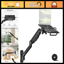 2-in-1 Full Motion Laptop & Monitor Wall Mount, Adjustable Tray, Fits 18