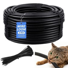 Split Wire Loom Tubing Sleeve Cable Management 3/4 Inch OD 100 Ft 20 Ties picture